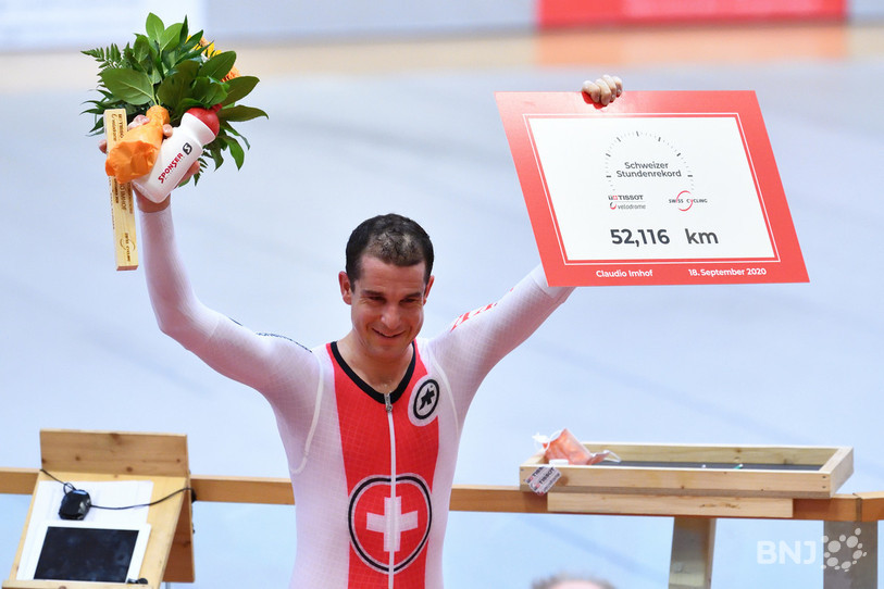 Claudio Imhof et son nouveau record suisse de l'heure. (Photo : Georges Henz)