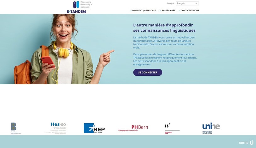 La plateforme permet de trouver un tandem pour améliorer son oral dans une langue étrangère. (Photo: edu.e-tandem.ch)
