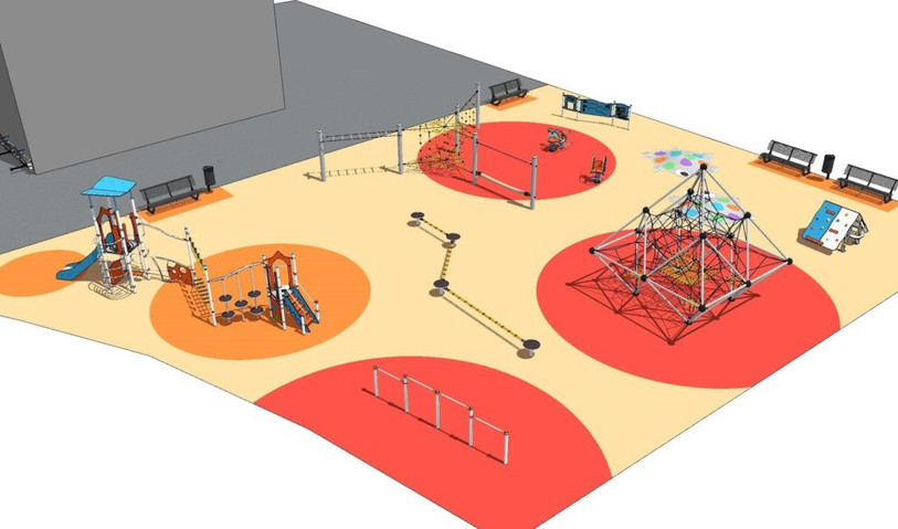 Une représentation de la place de jeux prévue à côté du collège.