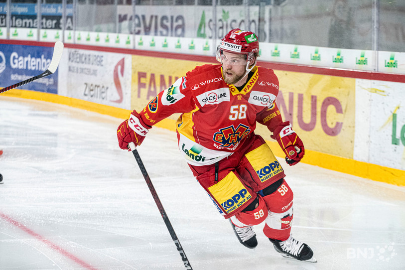 Anton Gustafsson a inscrit le premier but biennois en infériorité numérique, son premier but de la saison (photo : Jonathan Vallat).