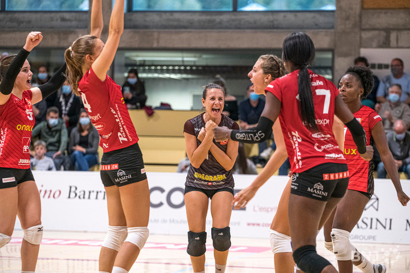Ça rigole pour le Volleyball Franches-Montagnes de Taryn Sciarini (photo : archives/Jonathan Vallat).