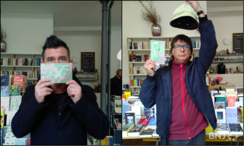 Duja (à gauche) et Miguel Angel Morales étaient à la librairie Bostryche à Bienne samedi.