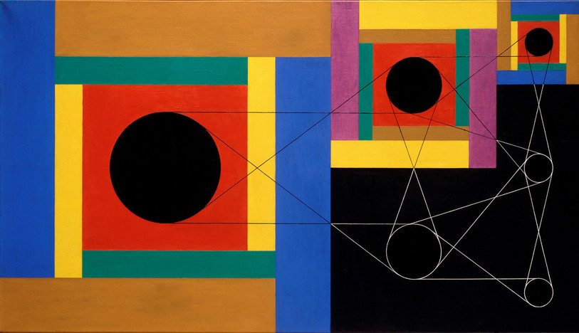 Camille Graeser, Transzendente Transmission (Transmission transcendentale), 1943, Huile sur toile, 65 x 65 cm, Fondation Camille Graeser Zurich © Pro Literis 2020. Tous droits réservés.