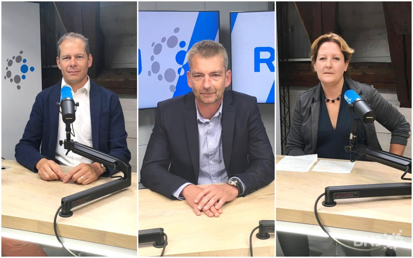 Les projecteurs se braquent sur le combat qui semble se dessiner au deuxième tour: trois prétendants pour un fauteuil à l'exécutif cantonal. Le PCSI David Eray (à gauche), le PDC Stéphane Babey et la Verte Céline Robert-Charrue Linder ont deux semaines et demi pour convaincre.