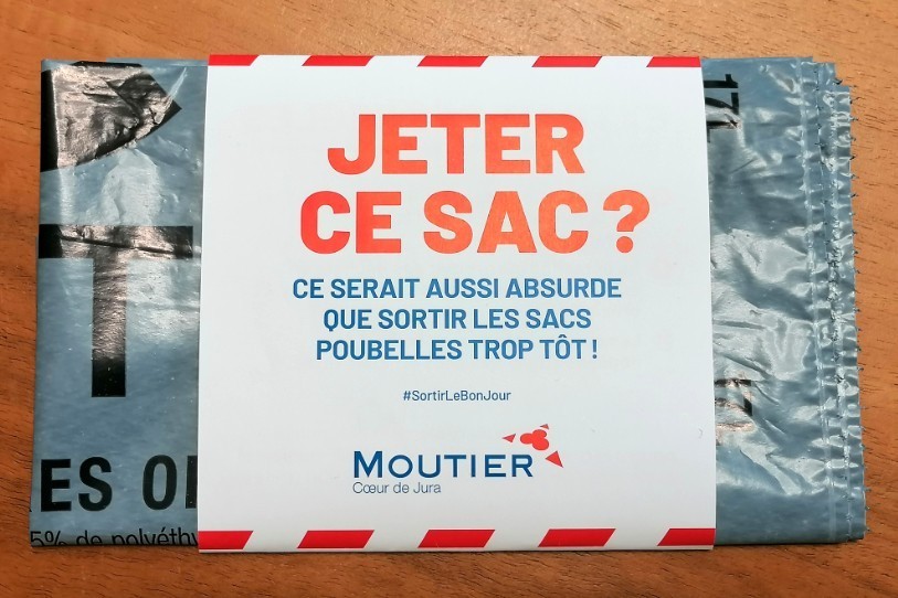 Chaque foyer de la commune de Moutier recevra un
sac poubelle de 17 litres accompagné des règles à respecter.