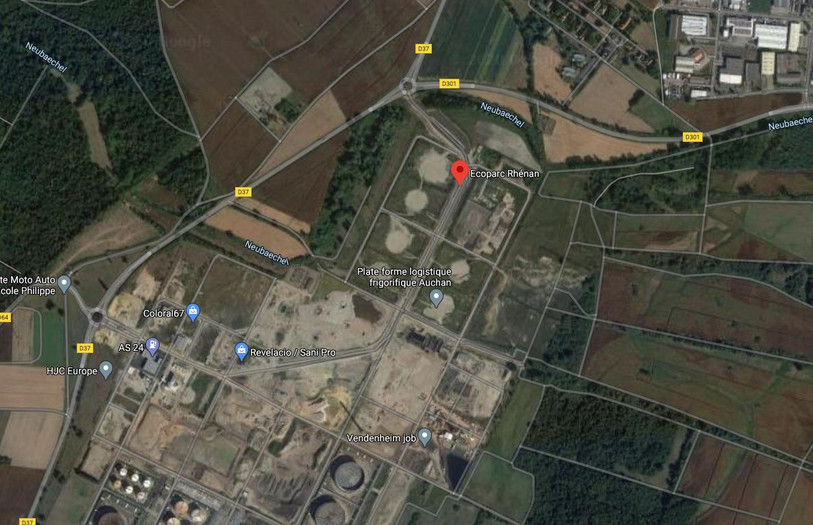 Le projet de géothermie de Fonroche se situe à Reichstett, dans l'Ecoparc Rhénan. (Google Map, données cartographiques 2020 : CNES/Airbus, GeoBasis-DE/BKG, GeoContent, Maxar Technologies)