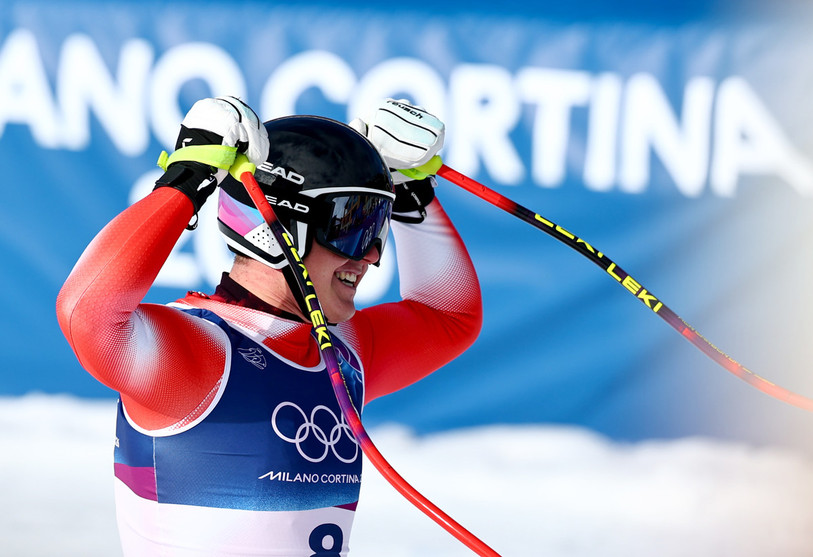Franjo von Allmen a réalisé la descente quasi parfaite. (Photo : EPA/ANNA SZILAGYI).