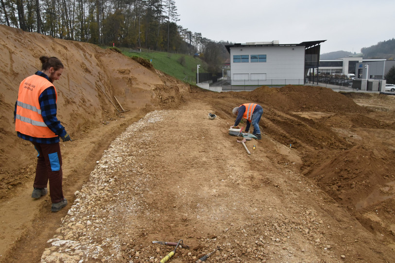 La suite de la voie romaine découverte récemment à Porrentruy. (Photo : Jura.ch)