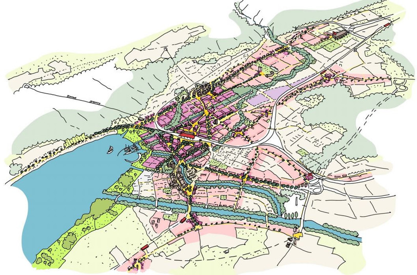 Cinq organisations du groupe de réflexion du projet d'axe ouest à Bienne suspendent leur collaboration. (Photo : illustration - capture d'écran du rapport - Han van de Wetering / Urbanisme, Arch. SIA)