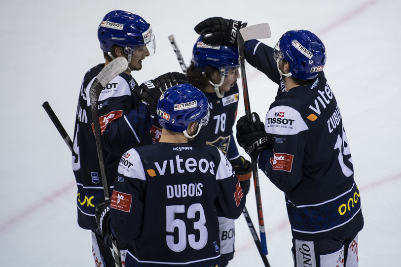 Festival de buts pour les joueurs du HC La Chaux-de-Fonds (photo : KEYSTONE/Jean-Christophe Bott).