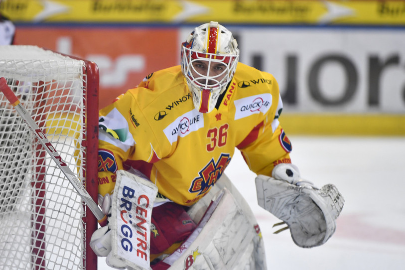 Joren Van Pottelberghe et le HC Bienne ouvriront les feux à Porrentruy, contre le HC Ajoie (photo : KEYSTONE/Juergen Staiger).