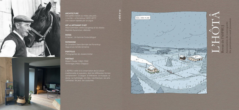 La revue annuelle L'Hôta se focalise sur l'identité architecturale du patrimoine jurassien. C'est l'illustrateur jurassien Pitch Comment qui est l'invité d'honneur du 44e numéro.