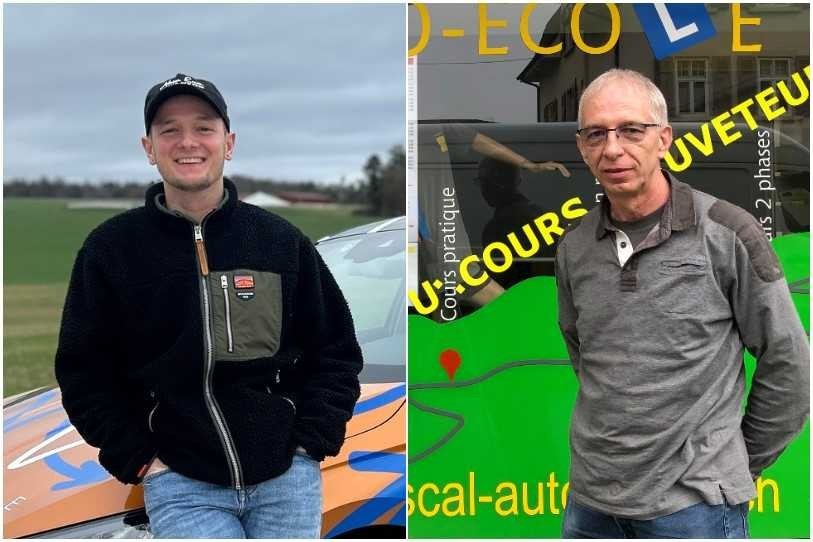 Maxime Vallat (à gauche sur la photo) se lance dans le métier de moniteur d'auto-école. Pascal Etienne (à droite) l'exerce quant à lui depuis 25 ans.
