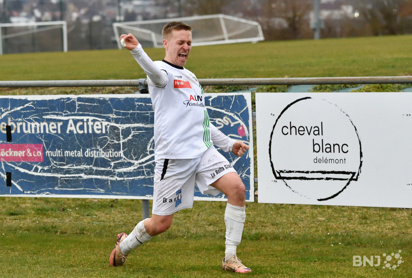 La joie de Tom Villemin après l'ouverture du score pour le FCC. (Photo : Georges Henz).