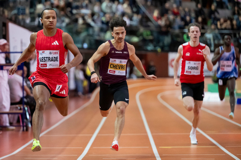 Mathieu Chèvre a terminé 2e du 200m derrière le Neuchâtelois Bradley Lestrade dimanche à St-Gall (Photo : KEYSTONE/Andreas Becker)