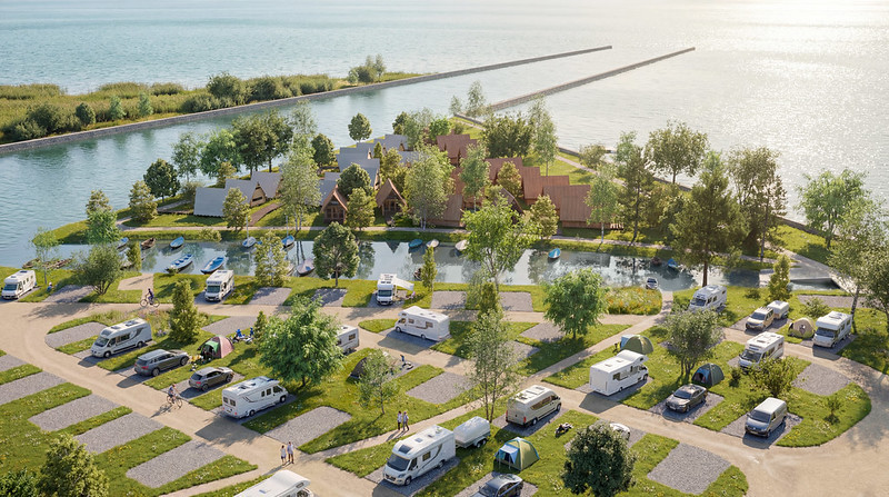 Le futur nouveau camping de La Tène se veut arboré. (Photo : Facchinetti SA)