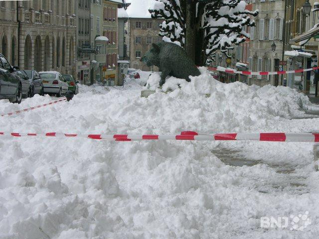 Les rues de Porrentruy étaient couvertes de neige. (Photo : archives, 2006)