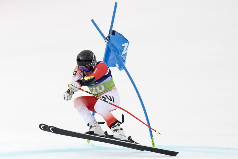 Robin Cuche est tombé lors de la manche de super-G du combiné alpin à Cortina d’Ampezzo. (Photo : Keystone/Claudio Thoma)