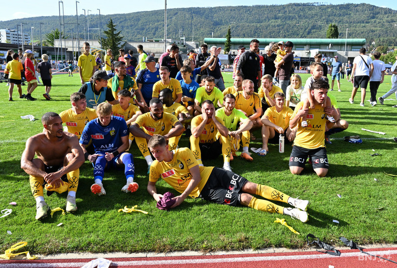 C'est un des plus beaux souvenirs d'Anthony Sirufo à Delémont : les SRD viennent de sortir St-Gall (Super League) en 16e de finale de la Coupe de Suisse. (Photo : archives Georges Henz)