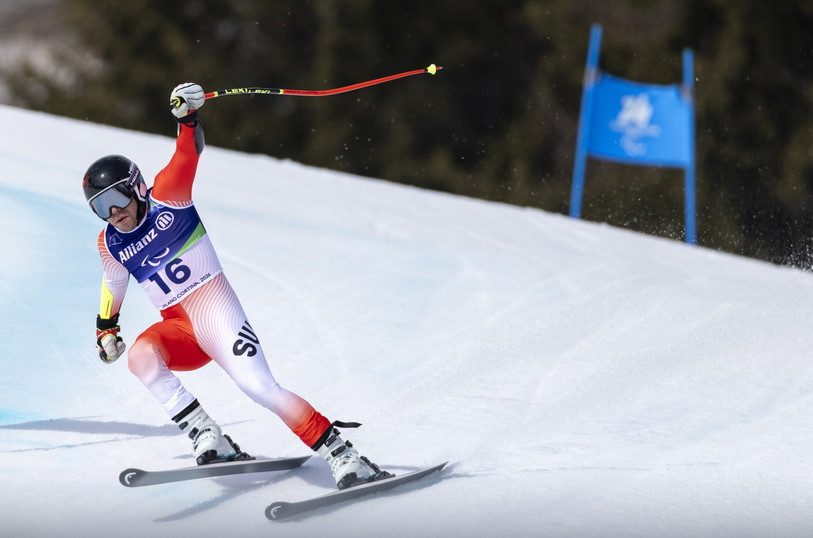Robin Cuche brille encore à Cortina ce vendredi. (Photo : EPA/Jed Jacobsohn for OIS/IOC.)