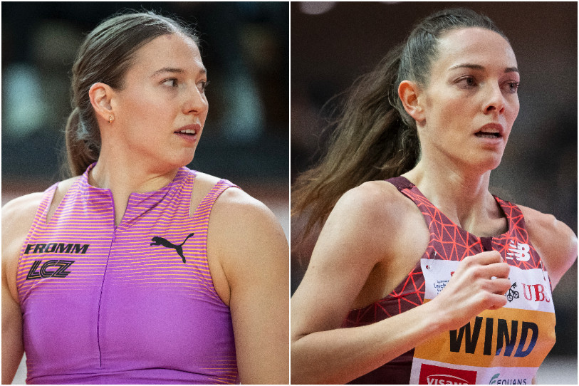 Angelica Moser et Joceline Wind participent aux championnats du monde en salle d’athlétisme en Pologne. (Photomontage : KEYSTONE/Andreas Becker.)