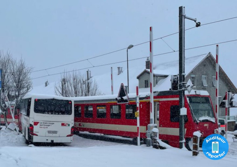 L'accident s'est produit à la hauteur du passage à niveau Tramelan-Chalet. (Photo : Auditeur reporter).