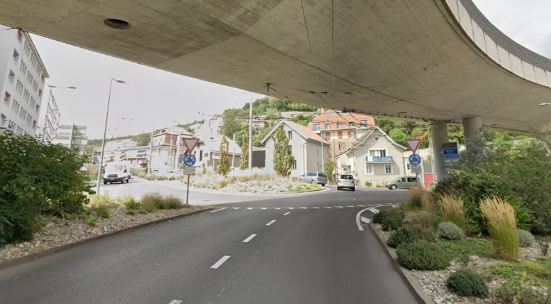 L'échangeur de Vauseyon sera fermé à la circulation ce dimanche 22 mars (photo : Google maps).