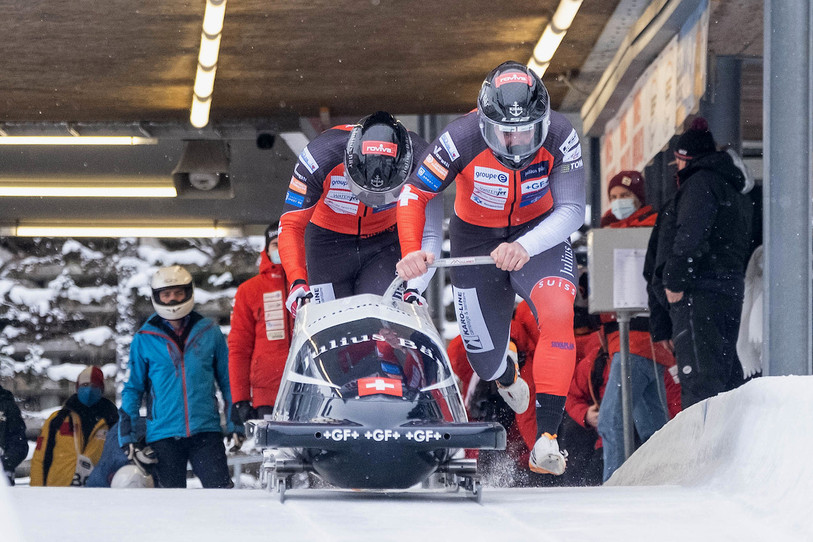 Yann Moulinier et le pousseur ajoulot Quentin Juillard n'ont pas été au contact des meilleurs à Innsbruck (photo : archives/Bernard Python).