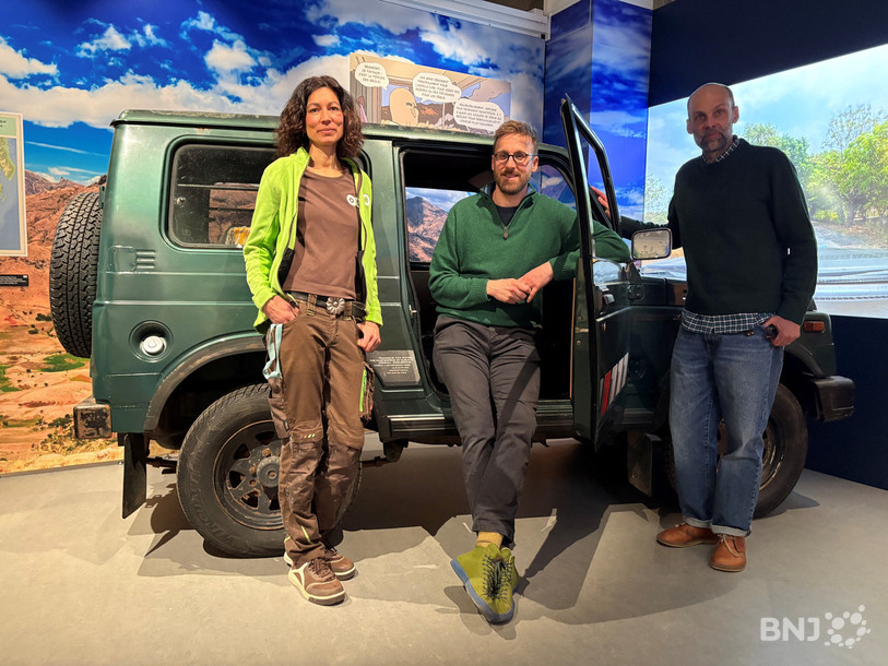 Yasmine Ponnampalam, responsable secteur zoologique de Muzoo, Charles-Edouard Fusari, directeur de l’Aquarium tropical du Palais de la Porte Dorée à Paris et commissaire de l’exposition et Nicolas Margraf, conservateur et responsable du secteur muséal de Muzoo.