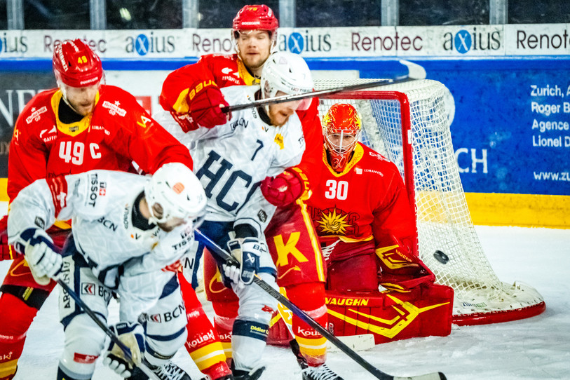 Le HC La Chaux-de-Fonds s'est incliné face à Sierre en finale des play-off (Photo : KEYSTONE/Maxime Schmid).