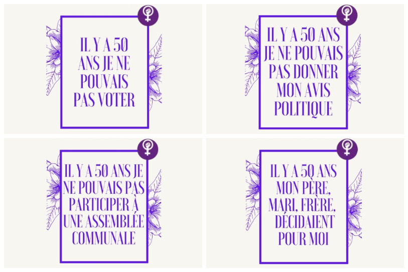La modification de la Constitution fédérale en faveur du suffrage féminin a été acceptée le 7 février 1971. (Photo : Association interjurassienne grève des femmes/photomontage).