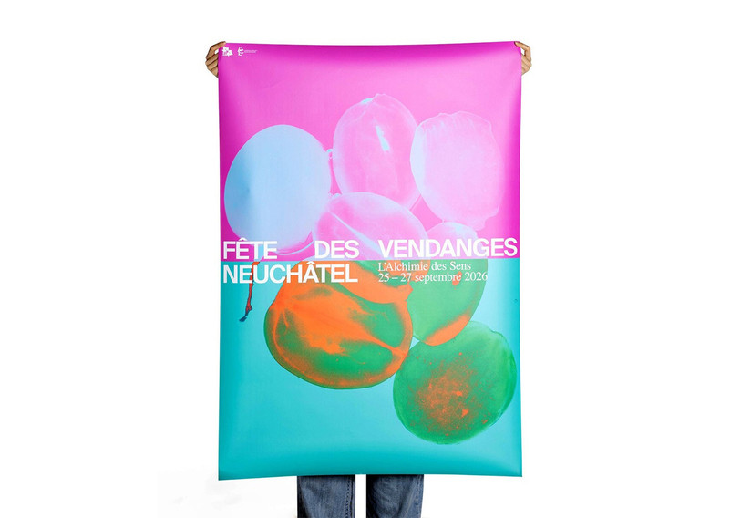 Affiche de la 99e édition de la Fête des Vendanges de Neuchâtel réalisée par Anaïs Garino. (Photo : Fête des Vendanges de Neuchâtel)