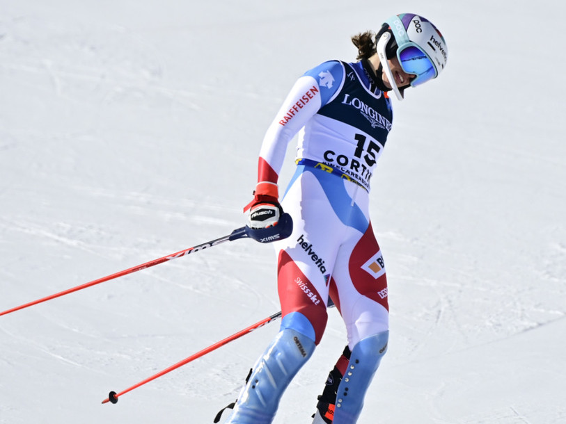 Michelle Gisin doit se contenter du bronze en combiné. (Photo : KEYSTONE / Jean-Christophe Bott).