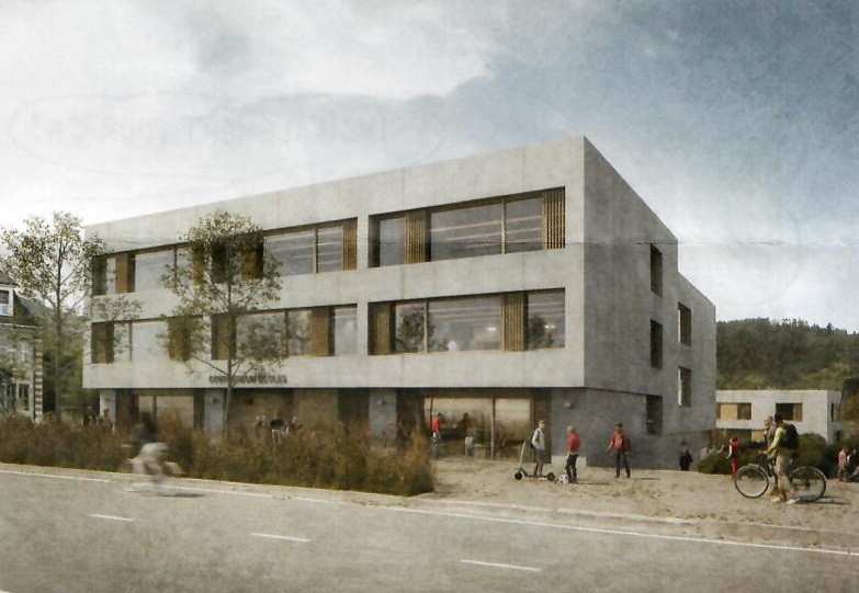 Voilà à quoi devrait ressembler un des deux bâtiments prévus à Courrendlin (image : Reflets de La Tour).