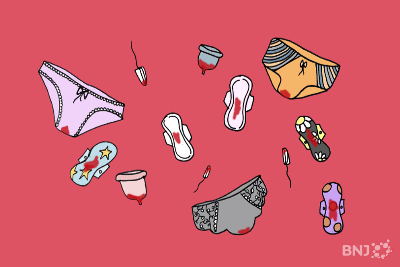 Autrefois 100% tabou, le sujet des règles semble de plus en plus abordé dans l'espace public, notamment en politique (illustration : Caroline Toussaint).