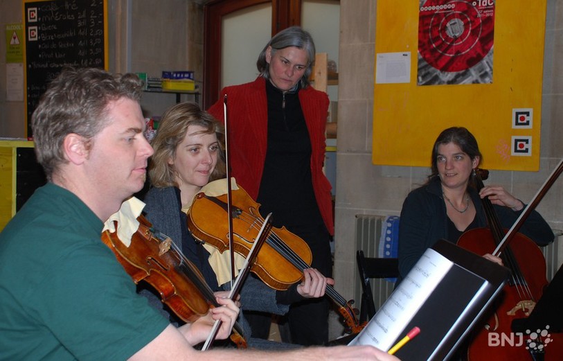 Les membres du Carpe Dièse Trio et la comédienne Anne Jenny