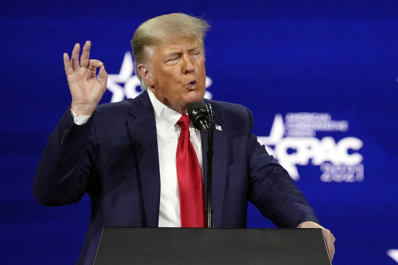Donald Trump a tenu un discours de plus d'une heure et demie dimanche soir à Orlando. (Photo : AP Photo/John Raoux).
