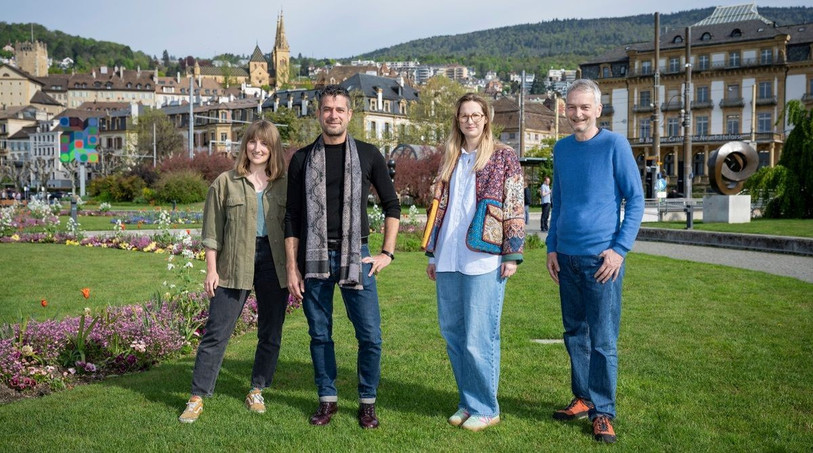 Marie-Morgane Adatte, Laurent Feuz, Estelle Brabant et Martial Hunkeler font partie des nouveaux locataires des résidences artistiques de la VIlle de Neuchâtel. (Photo : Luca Vuitel)