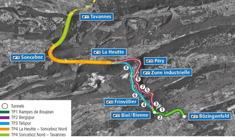 Les tunnels 5 et 8 seront principalement concernés par les travaux de 2021. (Image : OFROU)