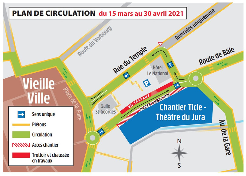 Les piétons devront faire un petit détour pendant six semaines. (Image : Ville de Delémont).