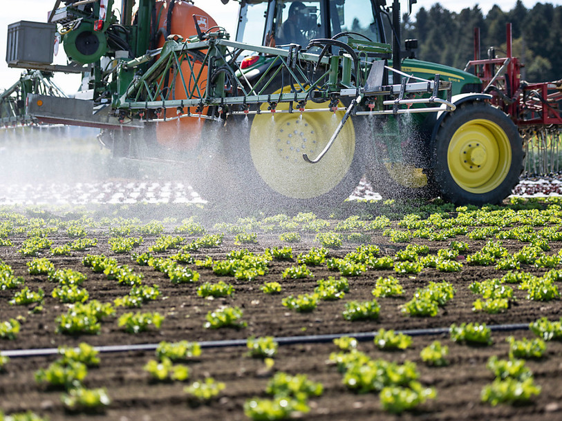 Les risques liés aux produits phytosanitaires devront être réduits de 50% d'ici 2027. (Photo : KEYSTONE / Christian Beutler).