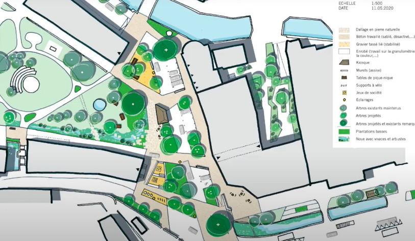 La « Place des Bennelats » devrait ressembler à cette esquisse. (Illustration : Urbaplan).