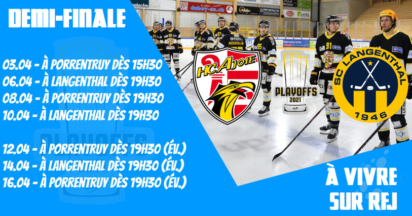La demi-finale Ajoie - Langenthal est à vivre en intégralité sur RFJ.