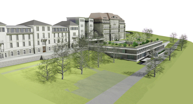 Le projet prévoit notamment une grande terrasse sur le bâtiment à construire. Ce photo-montage en est au stade de projet. Il n'a pas encore été validé. (Photo: FECPA.)