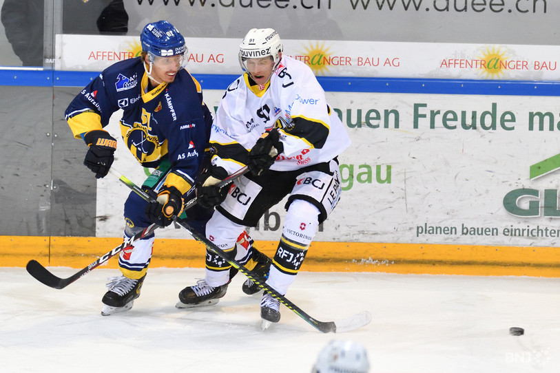 Comme contre Langenthal en demi-finale, Steven Macquat est prêt à aller au duel en finale des play-off de Swiss League contre Kloten. (Photo: Georges Henz)