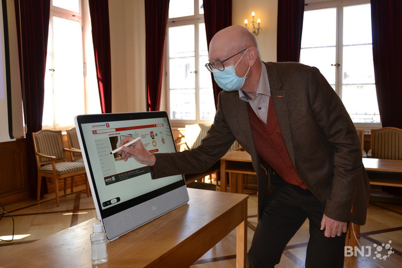 Le maire de Porrentruy testait le dispositif ce lundi matin.