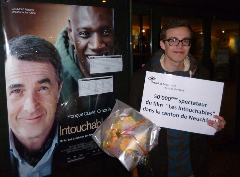 Julien Corminboeuf, 50'000ème spectateur du film dans le canton de Neuchâtel.