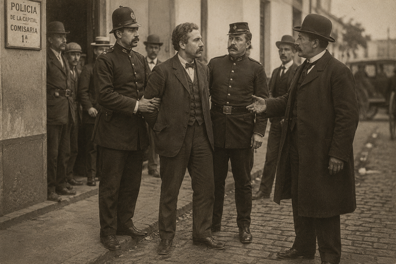 Achille Grosjean s’est fait cueillir dès son arrivée sur sol argentin. Image générée par l’IA.