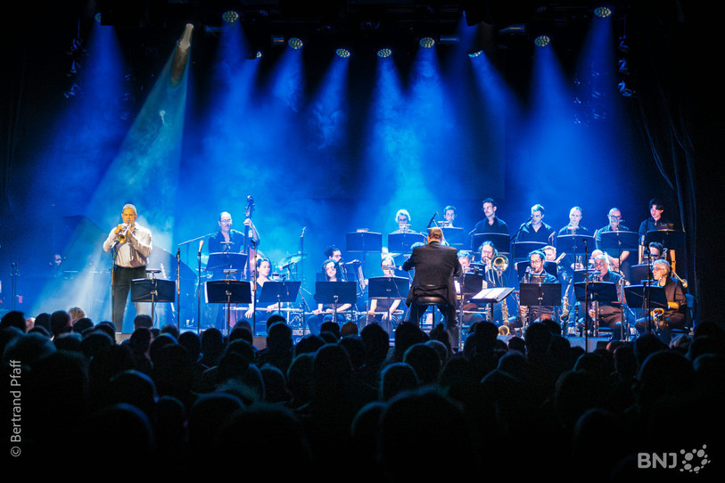 Le concert-hommage à Miles Davis réalisé par un Big Band du Conservatoire de musique neuchâtelois était l'un des temps forts de la 30e édition du Corbak Festival. (Photo: Bertrand Pfaff)