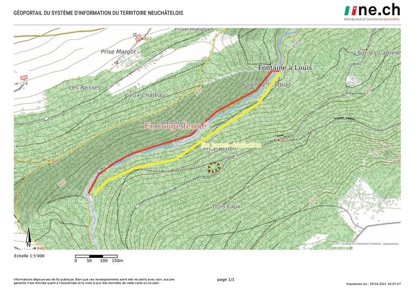Carte de la déviation due aux coupes de bois.